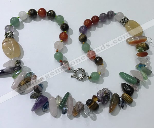 CGN510 23.5 inches chinese crystal & mixed gemstone beaded necklaces