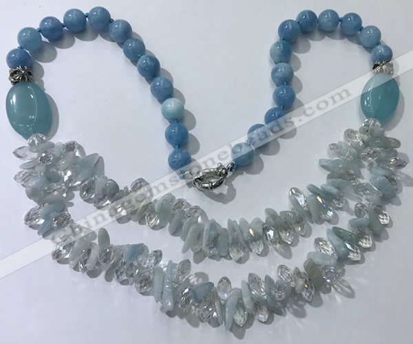 CGN516 23.5 inches chinese crystal & mixed gemstone beaded necklaces