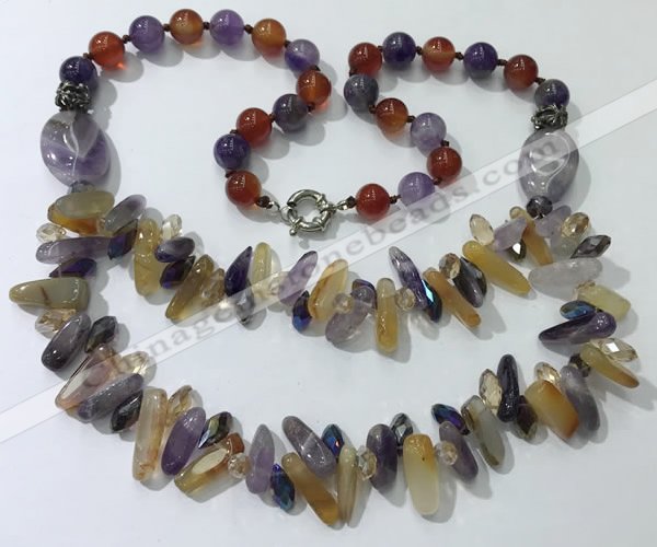 CGN519 23.5 inches chinese crystal & mixed gemstone beaded necklaces