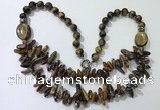 CGN523 23.5 inches chinese crystal & yellow tiger eye beaded necklaces