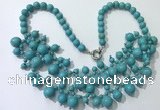 CGN559 19.5 inches stylish 4mm - 12mm imitation turquoise beaded necklaces