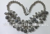 CGN568 19.5 inches stylish 4mm - 12mm grey agate beaded necklaces