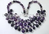 CGN569 19.5 inches stylish 4mm - 12mm striped agate beaded necklaces