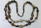 CGN581 23.5 inches striped agate gemstone beaded necklaces