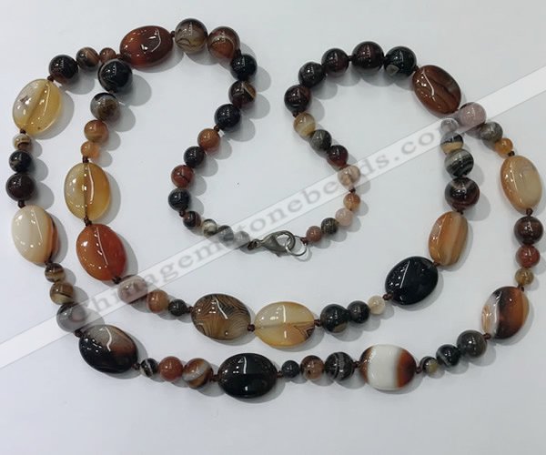 CGN582 23.5 inches striped agate gemstone beaded necklaces