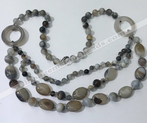 CGN595 23.5 inches striped agate gemstone beaded necklaces