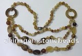 CGN596 23.5 inches striped agate gemstone beaded necklaces