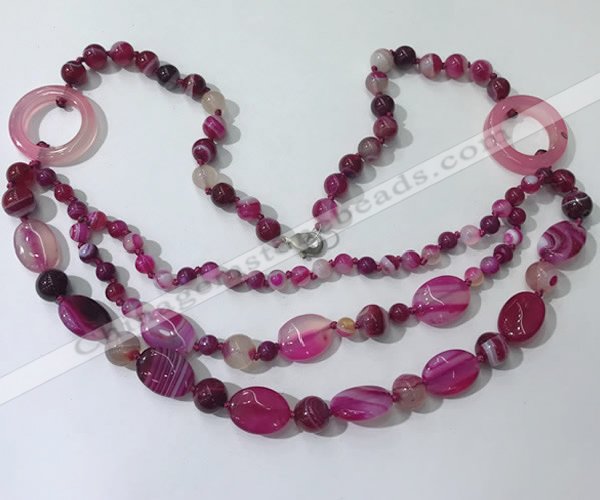 CGN598 23.5 inches striped agate gemstone beaded necklaces