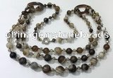 CGN611 24 inches chinese crystal & striped agate beaded necklaces