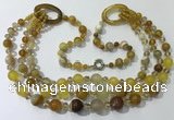 CGN612 24 inches chinese crystal & striped agate beaded necklaces