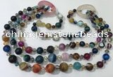 CGN614 24 inches chinese crystal & striped agate beaded necklaces