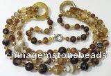 CGN621 24 inches chinese crystal & striped agate beaded necklaces