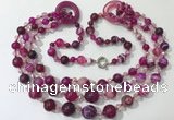 CGN623 24 inches chinese crystal & striped agate beaded necklaces