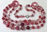 CGN624 24 inches chinese crystal & striped agate beaded necklaces