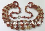 CGN625 24 inches chinese crystal & striped agate beaded necklaces