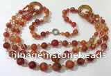 CGN626 24 inches chinese crystal & striped agate beaded necklaces