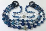 CGN627 24 inches chinese crystal & striped agate beaded necklaces