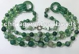 CGN630 24 inches chinese crystal & striped agate beaded necklaces