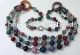 CGN632 24 inches chinese crystal & striped agate beaded necklaces