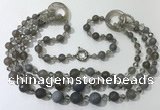 CGN638 24 inches chinese crystal & striped agate beaded necklaces