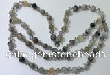 CGN650 22 inches chinese crystal & striped agate beaded necklaces