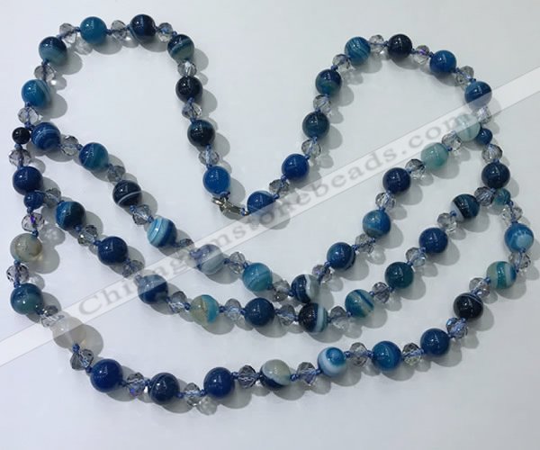 CGN656 22 inches chinese crystal & striped agate beaded necklaces