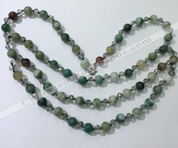 CGN658 22 inches chinese crystal & striped agate beaded necklaces