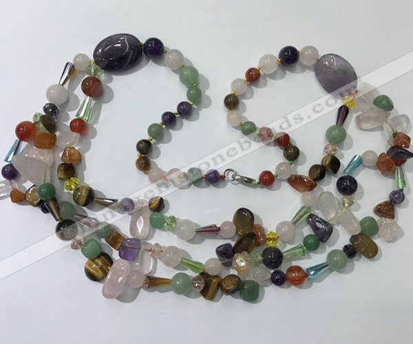 CGN681 23.5 inches chinese crystal & mixed gemstone beaded necklaces