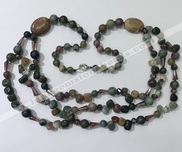 CGN685 23.5 inches chinese crystal & Indian agate beaded necklaces