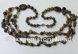 CGN686 23.5 inches chinese crystal & yellow tiger eye beaded necklaces