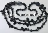 CGN687 23.5 inches chinese crystal & black agate beaded necklaces