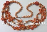 CGN688 23.5 inches chinese crystal & coral beaded necklaces