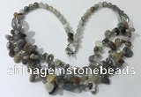 CGN701 22.5 inches chinese crystal & grey agate beaded necklaces