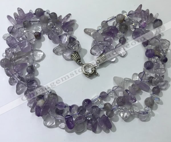 CGN710 22 inches fashion 3 rows amethyst beaded necklaces