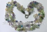 CGN711 22 inches fashion 3 rows mixed gemstone beaded necklaces