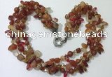 CGN712 22 inches fashion 3 rows red agate beaded necklaces