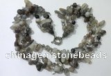 CGN713 22 inches fashion 3 rows grey agate beaded necklaces