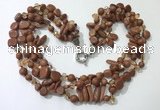 CGN714 22 inches fashion 3 rows goldstone beaded necklaces