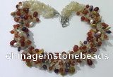 CGN716 21.5 inches stylish mixed goldstone beaded necklaces