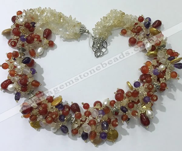 CGN716 21.5 inches stylish mixed goldstone beaded necklaces