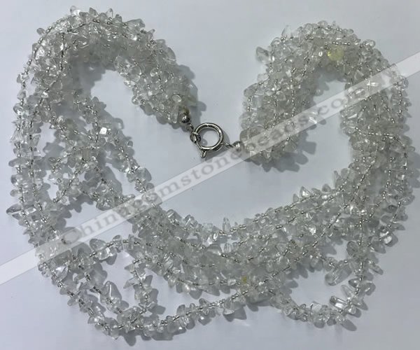 CGN720 19.5 inches stylish 6 rows white crystal chips necklaces