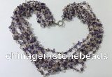 CGN724 19.5 inches stylish 6 rows amethyst & citrine chips necklaces