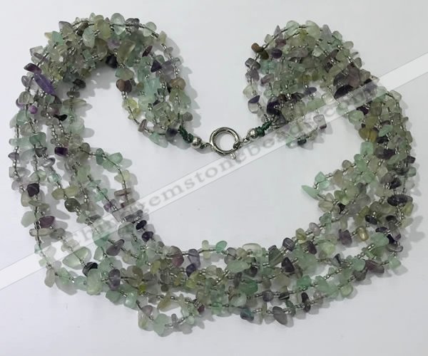 CGN725 19.5 inches stylish 6 rows fluorite chips necklaces