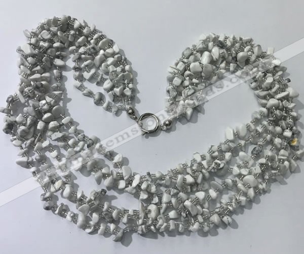 CGN730 19.5 inches stylish 6 rows white howlite chips necklaces