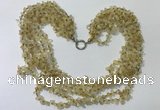 CGN733 19.5 inches stylish 6 rows citrine chips necklaces