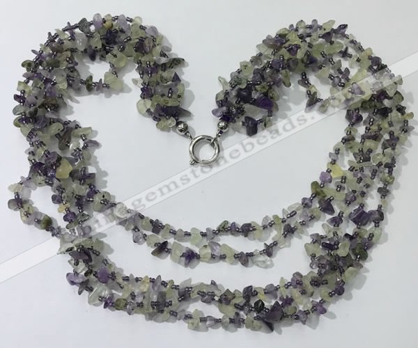 CGN741 19.5 inches stylish 5 rows fluorite chips necklaces