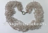 CGN746 19.5 inches stylish 8 rows rose quartz chips necklaces