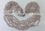 CGN755 20 inches stylish 6 rows rose quartz chips necklaces