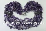 CGN756 20 inches stylish 6 rows amethyst chips necklaces