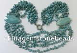 CGN764 20 inches stylish 6 rows turquoise chips necklaces